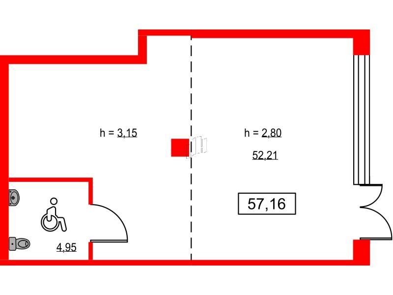 Помещение в ЖК ID Светлановский, 57.3 м², 1 этаж