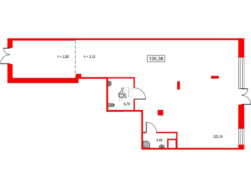 Помещение в ЖК ID Светлановский, 135.8 м², 1 этаж