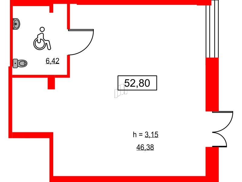 Помещение в ЖК ID Светлановский, 53.1 м², 1 этаж