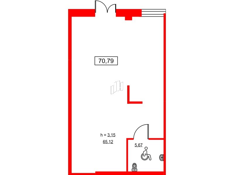 Помещение в ЖК ID Светлановский, 70.7 м², 1 этаж