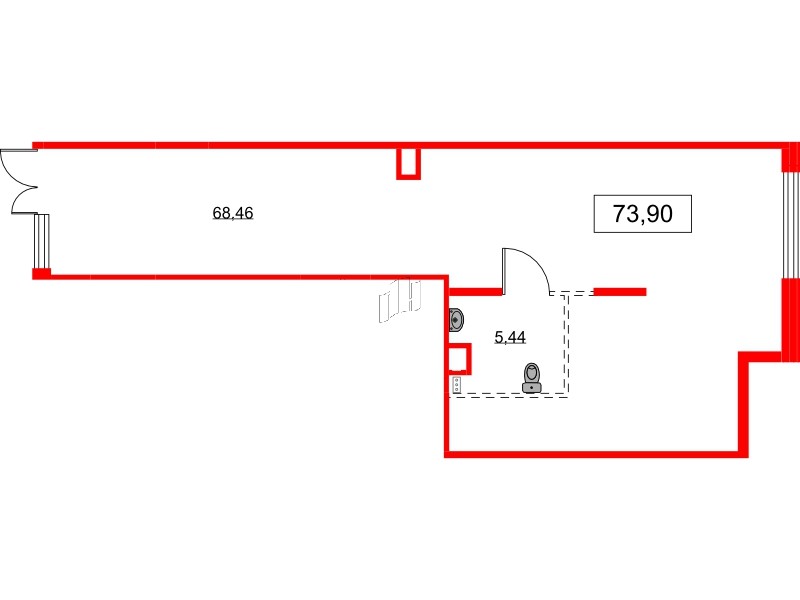 Помещение в ЖК Аквилон All in 3.0, 73.9 м², 1 этаж