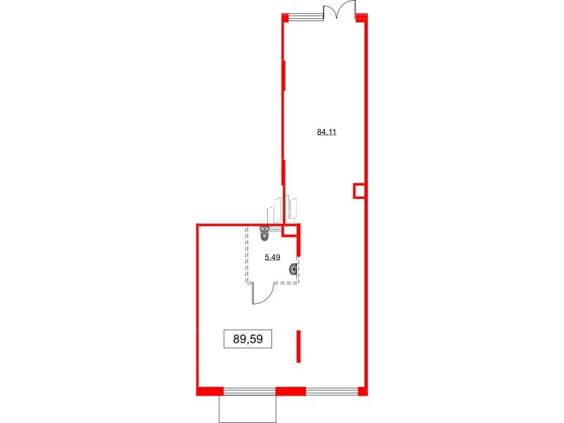 Помещение в ЖК Аквилон All in 3.0, 89.59 м², 1 этаж