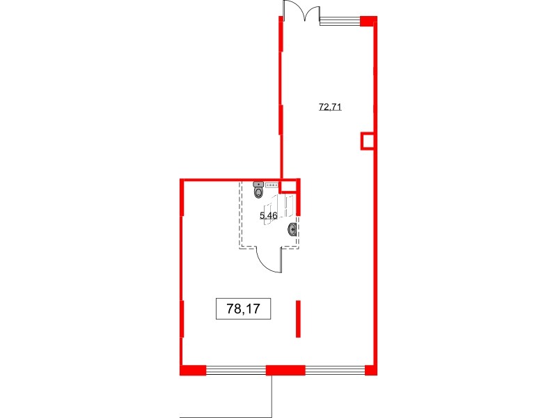Помещение в ЖК Аквилон All in 3.0, 78.17 м², 1 этаж
