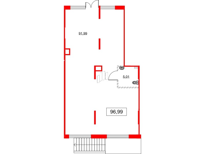 Помещение в ЖК Аквилон All in 3.0, 96.99 м², 1 этаж