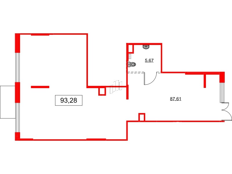 Помещение в ЖК Аквилон All in 3.0, 93.28 м², 1 этаж