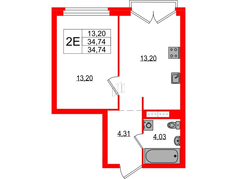 Квартира в ЖК Максималист, 1 комнатная, 34.74 м², 17 этаж