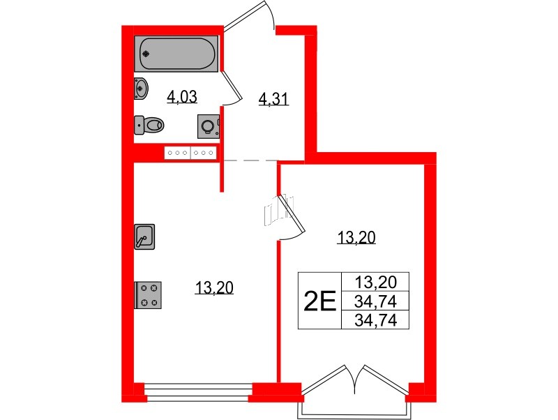 Квартира в ЖК Максималист, 1 комнатная, 34.74 м², 16 этаж