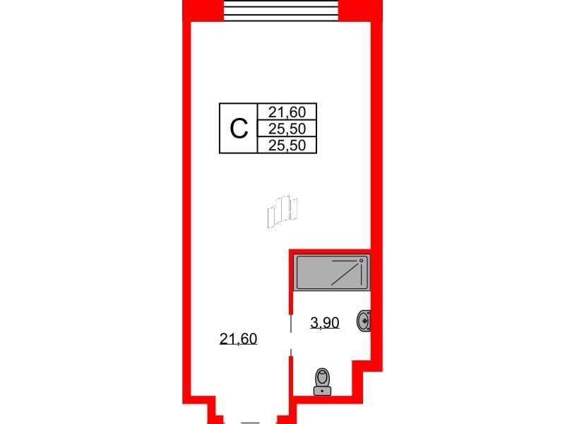 Планировка — Студия квартира, 25,5 м² в ЖК «Авенир Индастриал»
