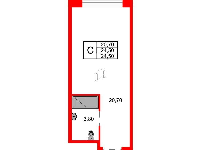 Апартаменты в ЖК Апартаменты «Авенир Индастриал», студия, 24.5 м², 3 этаж