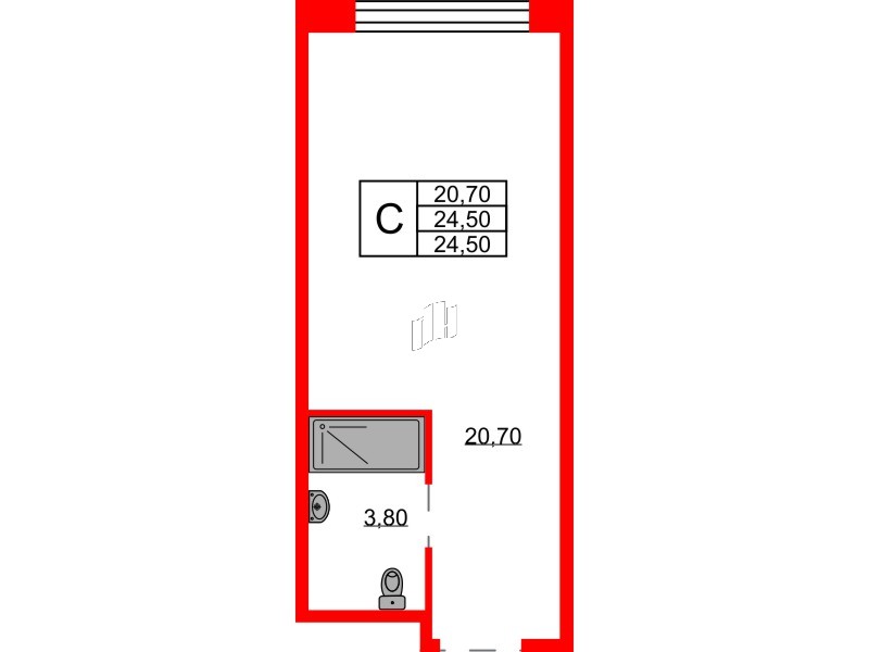 Апартаменты в ЖК Апартаменты «Авенир Индастриал», студия, 24.5 м², 9 этаж