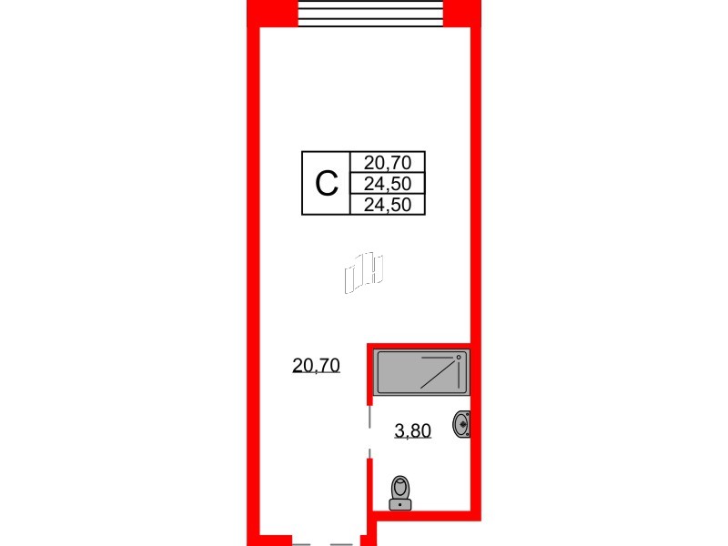 Апартаменты в ЖК Апартаменты «Авенир Индастриал», студия, 24.5 м², 8 этаж