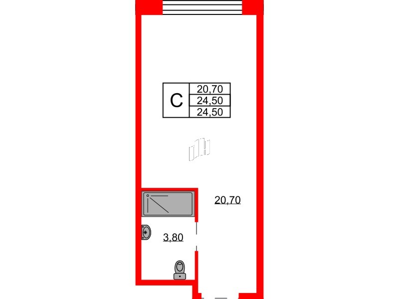 Апартаменты в ЖК Апартаменты «Авенир Индастриал», студия, 24.5 м², 4 этаж