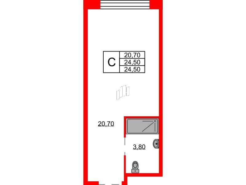 Апартаменты в ЖК Апартаменты «Авенир Индастриал», студия, 24.5 м², 8 этаж