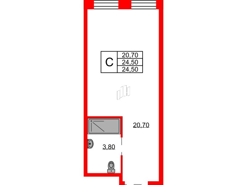 Апартаменты в ЖК Апартаменты «Авенир Индастриал», студия, 24.5 м², 12 этаж