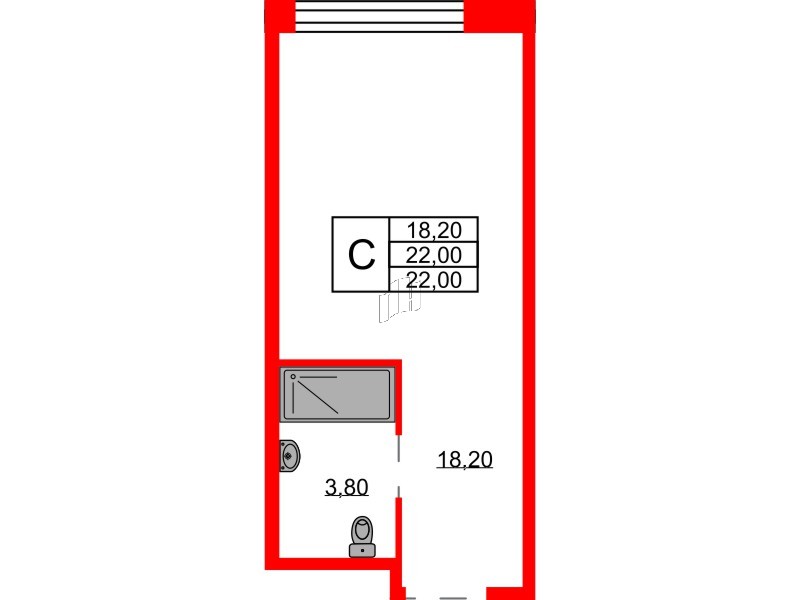 Апартаменты в ЖК Апартаменты «Авенир Индастриал», студия, 22 м², 5 этаж