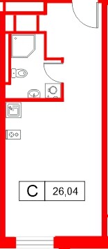 Планировка — Студия квартира, 26,0 м² в ЖК «Саан»