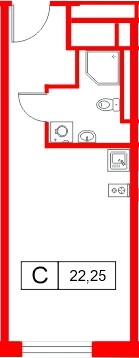 Апартаменты в ЖК «Апартаменты СААН», студия, 22.25 м², 18 этаж