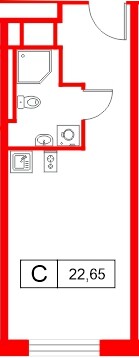 Планировка — Студия квартира, 22,6 м² в ЖК «Саан»