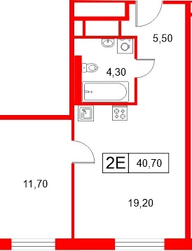Апартаменты в ЖК «Апартаменты СААН», 1 комнатные, 40.74 м², 23 этаж