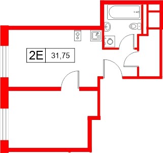 Апартаменты в ЖК «Апартаменты СААН», 1 комнатные, 31.75 м², 14 этаж