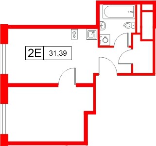 Апартаменты в ЖК «Апартаменты СААН», 1 комнатные, 31.39 м², 22 этаж