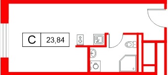 Апартаменты в ЖК «Апартаменты СААН», студия, 23.84 м², 18 этаж