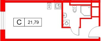 Планировка — Студия квартира, 21,8 м² в ЖК «Саан»