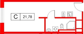 Апартаменты в ЖК «Апартаменты СААН», студия, 21.78 м², 14 этаж