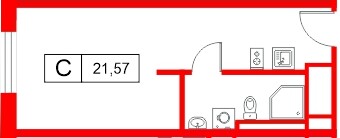 Планировка — Студия квартира, 21,6 м² в ЖК «Саан»