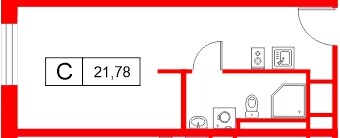 Планировка — Студия квартира, 21,8 м² в ЖК «Саан»