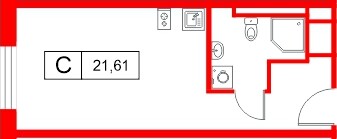 Планировка — Студия квартира, 21,8 м² в ЖК «Саан Удельный парк»