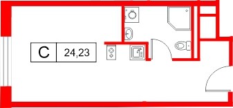 Планировка — Студия квартира, 24,2 м² в ЖК «Саан»