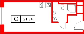 Планировка — Студия квартира, 21,9 м² в ЖК «Саан»