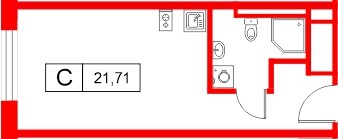 Планировка — Студия квартира, 21,7 м² в ЖК «Саан»