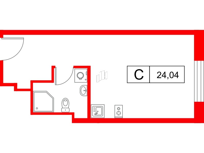 Апартаменты в ЖК «Апартаменты СААН», студия, 24.04 м², 10 этаж