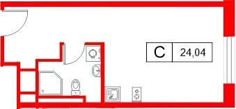 Апартаменты в ЖК «Апартаменты СААН», студия, 24.04 м², 14 этаж