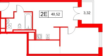 Апартаменты в ЖК «Апартаменты СААН», 1 комнатные, 40.52 м², 14 этаж