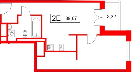 Апартаменты в ЖК «Апартаменты СААН», 1 комнатные, 39.67 м², 22 этаж