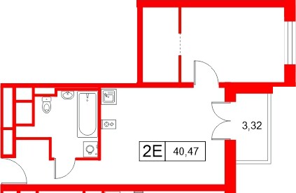 Апартаменты в ЖК «Апартаменты СААН», 1 комнатные, 40.47 м², 9 этаж