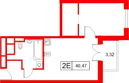 Апартаменты в ЖК «Апартаменты СААН», 1 комнатные, 40.47 м², 10 этаж