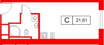 Планировка — Студия квартира, 21,6 м² в ЖК «Саан»