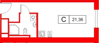 Планировка — Студия квартира, 21,4 м² в ЖК «Саан»
