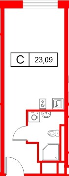 Планировка — Студия квартира, 23,1 м² в ЖК «Саан»
