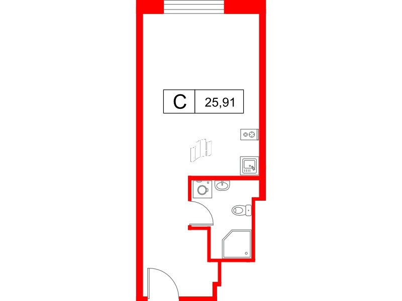 Апартаменты в ЖК «Апартаменты СААН», студия, 25.91 м², 10 этаж