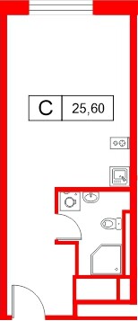 Апартаменты в ЖК «Апартаменты СААН», студия, 25.6 м², 21 этаж