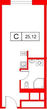 Апартаменты в ЖК «Апартаменты СААН», студия, 25.12 м², 8 этаж