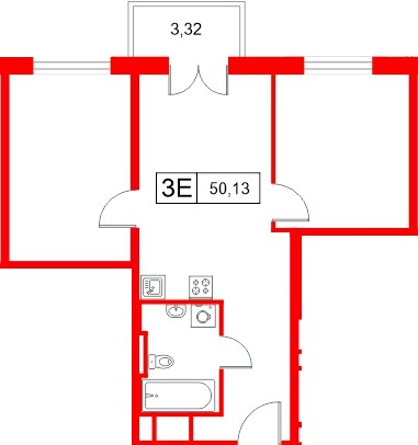 Апартаменты в ЖК «Апартаменты СААН», 2 комнатные, 50.13 м², 14 этаж