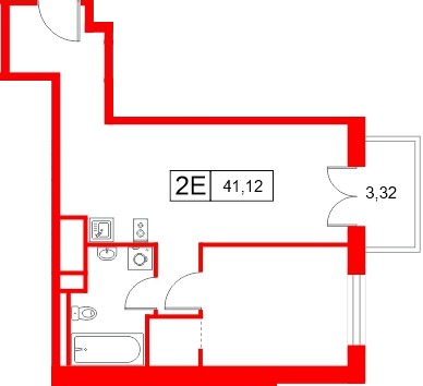 Апартаменты в ЖК «Апартаменты СААН», 1 комнатные, 41.12 м², 14 этаж