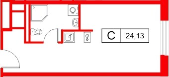 Апартаменты в ЖК «Апартаменты СААН», студия, 24.19 м², 14 этаж