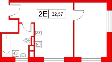 Апартаменты в ЖК «Апартаменты СААН», 1 комнатные, 32.57 м², 10 этаж